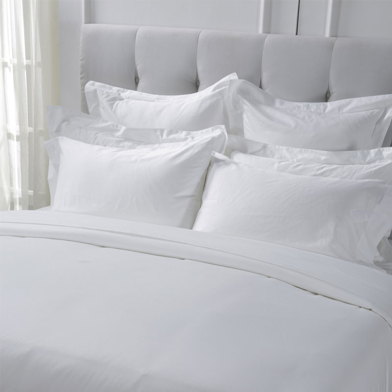 Ren hvit bomull T330 sateng vanlig hotell tekstil lin sett