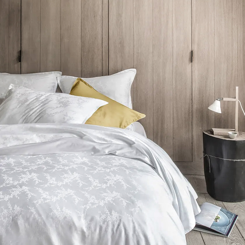 Ren bomull 330TC Sateen Jacquard Hotel Quilt Cover and Sheets Set