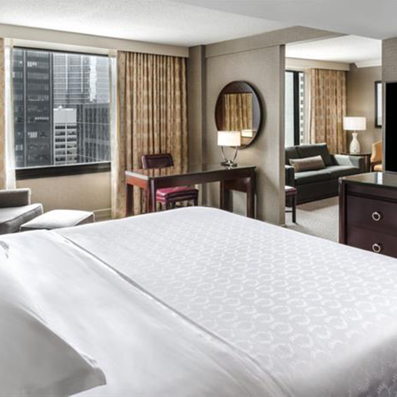 Hvit 300 trådtelling Pure Cotton Sateen Jacquard Hotel Sengarksett