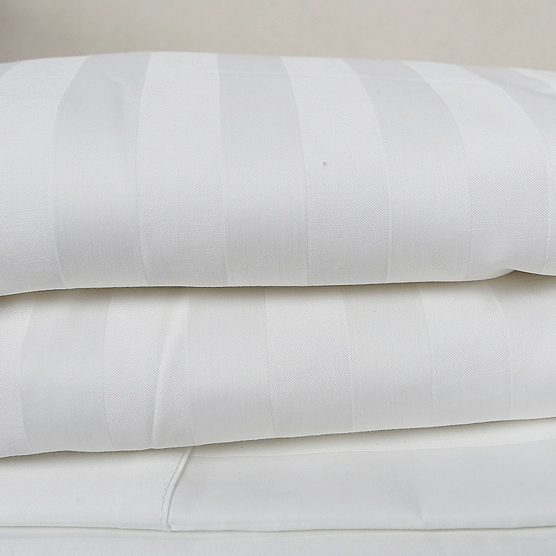 50% bomull 50% polyester 250TC satengstripet hvit boutique hotell laken forsyning