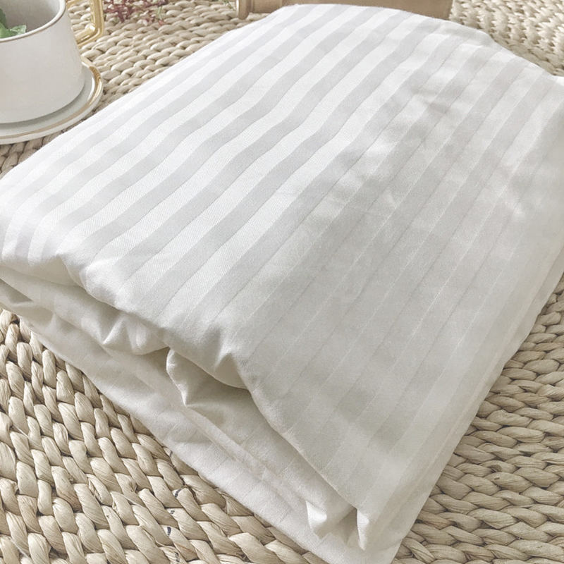 White Cotton 60s Yarn 330 Tråd teller Sateen Stripe Hotel Fitted Sheets Wholesale