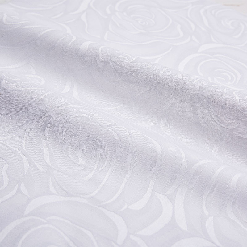 Bomull hvitt hotell sengetøy stoff sateng jacquard rose blomst